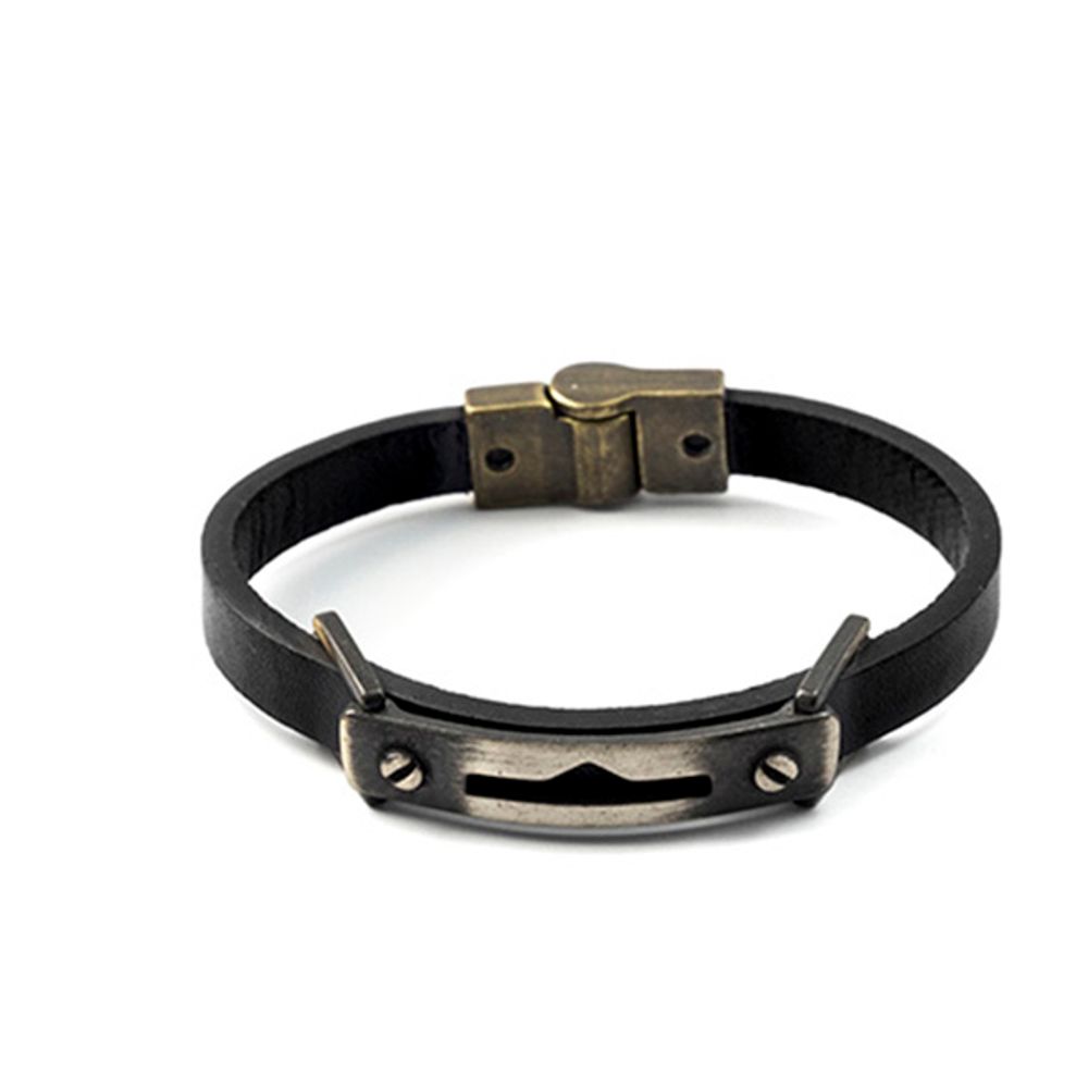 Pulseira Masculina De Couro Brasao Envelhecido Preto Grandplazashopping Mobile